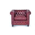 Sillon Chester Tapizada Piel Marron Capitone Serie Alinas