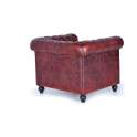 Sillon Chester Tapizada Piel Marron Capitone Serie Alinas