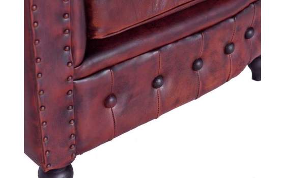 Sillon Chester Tapizada Piel Marron Capitone Serie Alinas