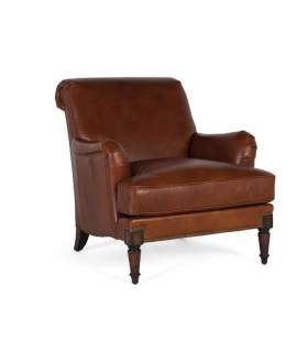 Sillon Clasico Piel Marron Liso Serie Archerver