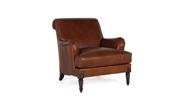 Sillon Clasico Piel Marron Liso Serie Archerver