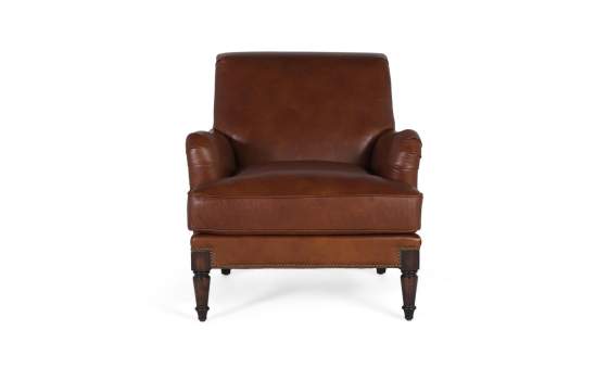 Sillon Clasico Piel Marron Liso Serie Archerver
