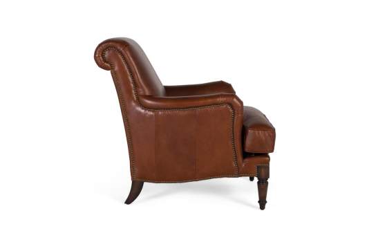 Sillon Clasico Piel Marron Liso Serie Archerver