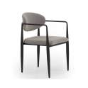 Sillon Comedor Acero Diseño Moderno Tapizado Gris Allard