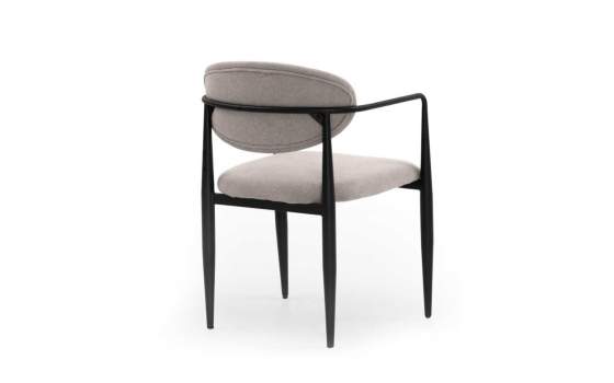 Sillon Comedor Acero Diseño Moderno Tapizado Gris Allard
