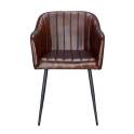 Sillon Comedor Diseño Tapizado Piel Vacuno y Metal Vakin