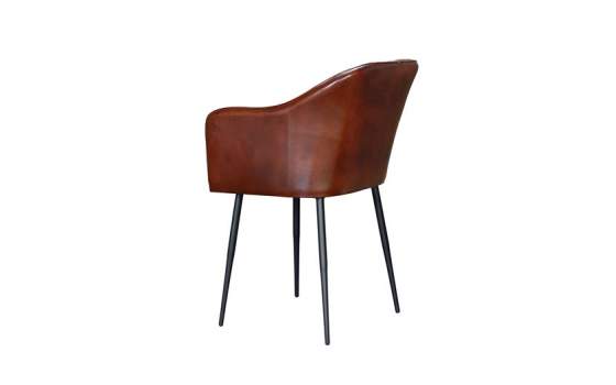 Sillon Comedor Diseño Tapizado Piel Vacuno y Metal Vakin