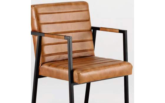 Sillon Comedor Estilo Industrial Acero y Piel Serie Averrada