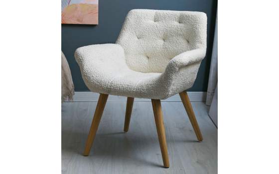 Sillon Comedor Moderno Tapizado Rustico Beige Serie Boulain