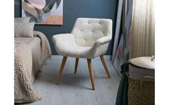 Sillon Comedor Moderno Tapizado Rustico Beige Serie Boulain