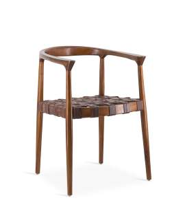 Sillon Comedor Piel Trenzada y Madera Serie Ayrer