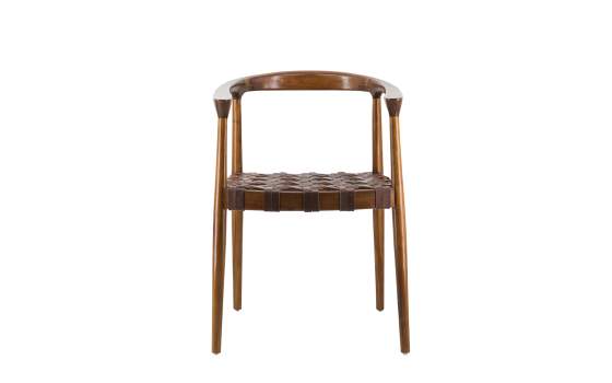 Sillon Comedor Piel Trenzada y Madera Serie Ayrer
