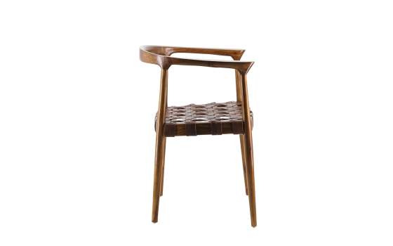 Sillon Comedor Piel Trenzada y Madera Serie Ayrer