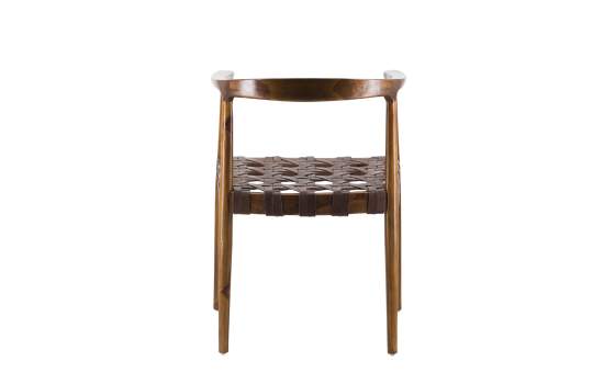 Sillon Comedor Piel Trenzada y Madera Serie Ayrer