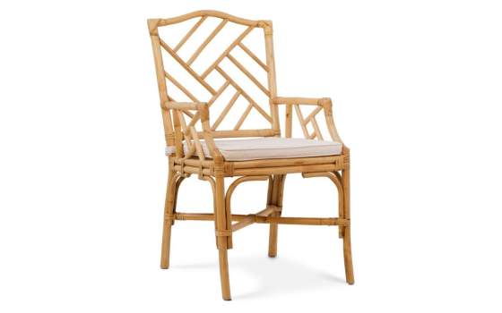 Sillon Comedor Ratan Natural con Cojin Serie Rombo