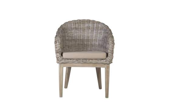 Sillon Comedor Rattan Natural Pata Madera Serie Abriln