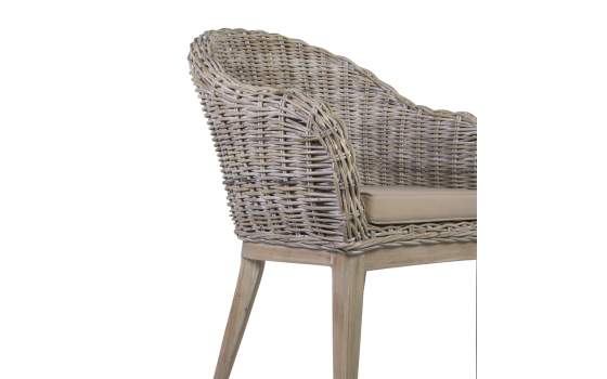 Sillon Comedor Rattan Natural Pata Madera Serie Abriln