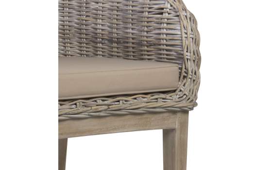 Sillon Comedor Rattan Natural Pata Madera Serie Abriln