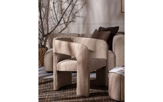 Sillon Comedor Tapizado Beige Diseño Actual Serie Aprivas