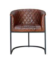 Sillon Comedor Tapizado Piel y Metal Serie Vakin