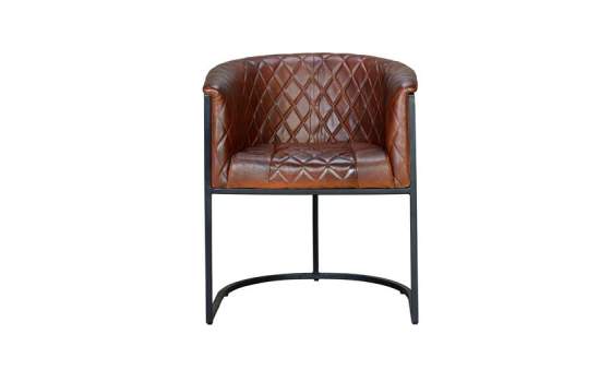 Sillon Comedor Tapizado Piel y Metal Serie Vakin