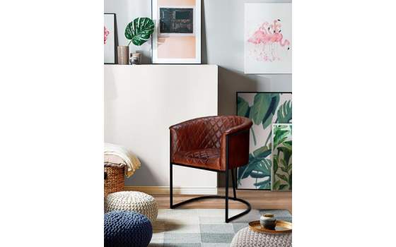 Sillon Comedor Tapizado Piel y Metal Serie Vakin