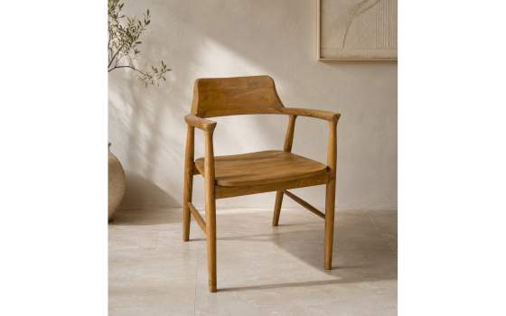 Sillon Comedor Teca Color Avellana Nogal - Serie Selly
