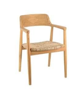 Sillon Comedor Teca Natural y Asiento Anea - Serie Alogny
