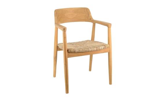 Sillon Comedor Teca Natural y Asiento Anea - Serie Alogny