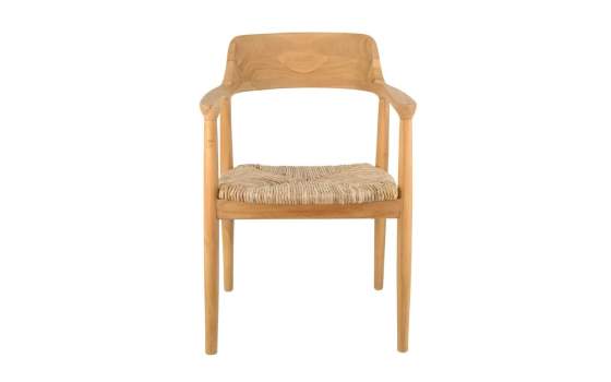 Sillon Comedor Teca Natural y Asiento Anea - Serie Alogny