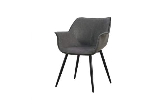 Sillon Comedor Tela Desgastada Gris Estilo Contemporaneo Airaco