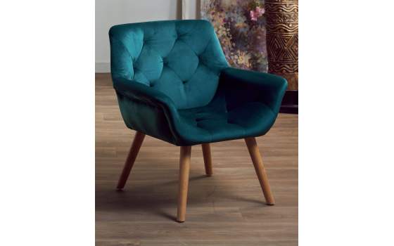 Sillon Comedor Terciopelo Azul Capitonee Saoul