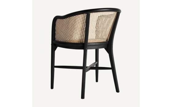 Sillon Contemporaneo Madera Rejilla Tapizado Negro Serie Nuchis