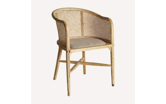 Sillon Contemporaneo Madera Rejilla Tapizado Serie Nuchis