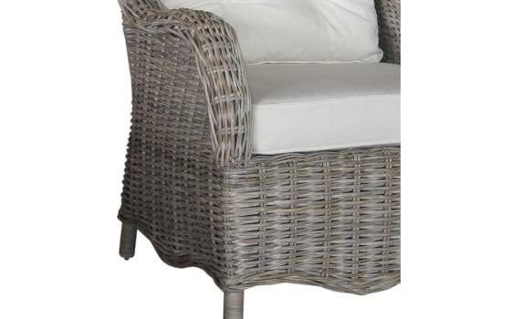 Sillon De Mimbre y Rattan Glaseado Gris Duque
