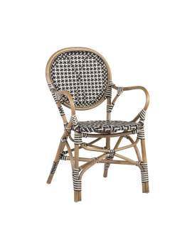 Sillon Decoracion Exterior Bistro Rattan y Negro Serie Alnehan