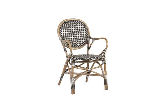 Sillon Decoracion Exterior Bistro Rattan y Negro Serie Alnehan