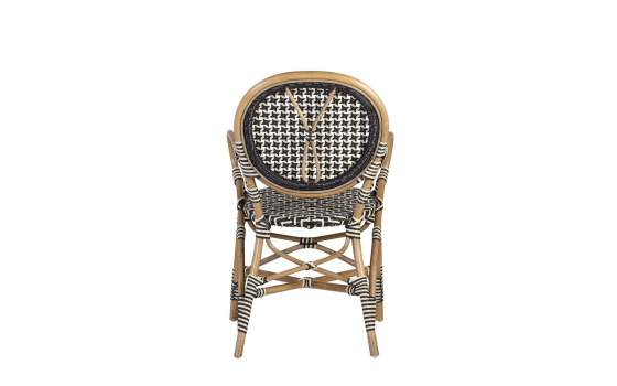 Sillon Decoracion Exterior Bistro Rattan y Negro Serie Alnehan