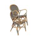 Sillon Decoracion Exterior Bistro Rattan y Negro Serie Alnehan