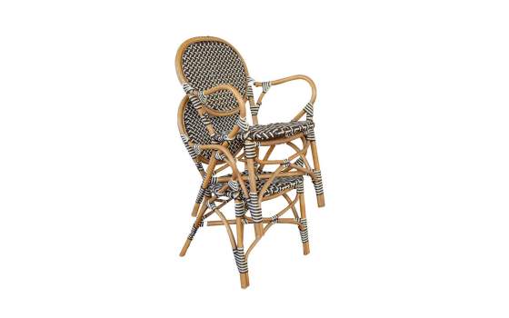 Sillon Decoracion Exterior Bistro Rattan y Negro Serie Alnehan