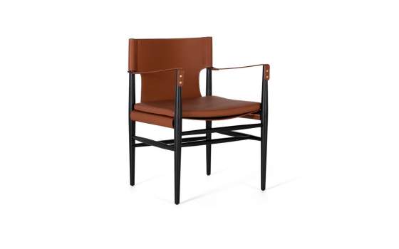 Sillon Eco Piel Y Madera Marron Negro Serie Barust