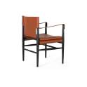 Sillon Eco Piel Y Madera Marron Negro Serie Barust