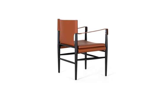 Sillon Eco Piel Y Madera Marron Negro Serie Barust