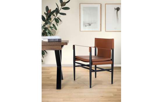 Sillon Eco Piel Y Madera Marron Negro Serie Barust