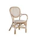 Sillon Exterior Bistro Rattan y Tejido Blanco Serie Alnehan