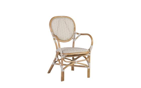 Sillon Exterior Bistro Rattan y Tejido Blanco Serie Alnehan