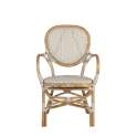 Sillon Exterior Bistro Rattan y Tejido Blanco Serie Alnehan