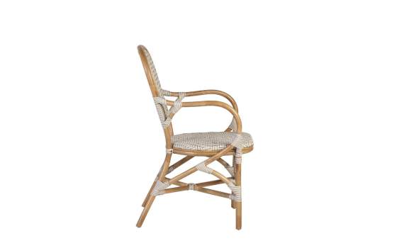 Sillon Exterior Bistro Rattan y Tejido Blanco Serie Alnehan