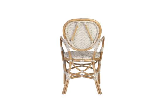 Sillon Exterior Bistro Rattan y Tejido Blanco Serie Alnehan