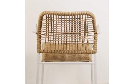 Sillon Exterior Moderno Acero Blanco y Tejido Sintetico Lucca